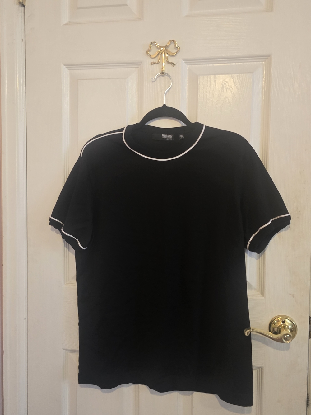 Murano Black Short Sleeve Tee with White Piping